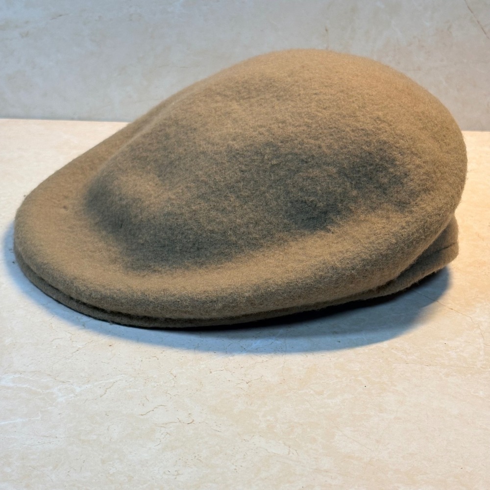 Eddie Bauer Vintage Mens‎ Tan 100% Wool Flat Cap Driving Hat Made in USA Size M